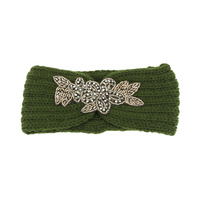 GEM BEADED CABLE KNIT FLOWER TURBAN