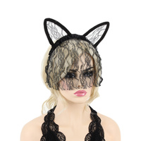 LACE BUNNY EAR VEIL MASK HAIR BAND