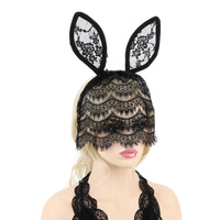 LACE BUNNY EAR VEIL MASK HAIR BAND