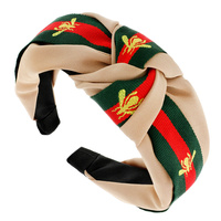 BUMBLE BEE GREEN RED STRIPE KNOTTED HEADBAND