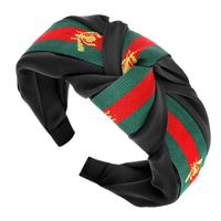 BUMBLE BEE GREEN RED STRIPE KNOTTED HEADBAND