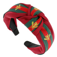 BUMBLE BEE GREEN RED STRIPE KNOTTED HEADBAND