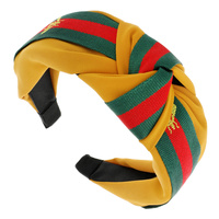 BUMBLE BEE GREEN RED STRIPE KNOTTED HEADBAND