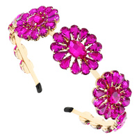 THREE FLOWER GEM STONE HEADBAND
