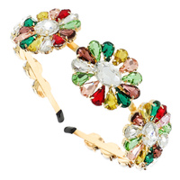THREE FLOWER GEM STONE HEADBAND