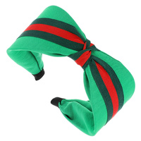 GREEN RED STRIPE KNOTTED HEADBAND KNOT HAIRBAND