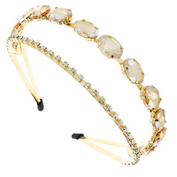 RHINESTONE AND GEM STONE DOUBLE HEADBAND