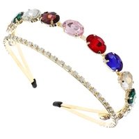 RHINESTONE AND GEM STONE DOUBLE HEADBAND