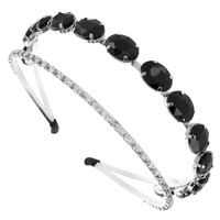 RHINESTONE AND GEM STONE DOUBLE HEADBAND
