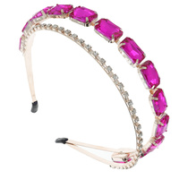 RHINESTONE AND SQUARE GEM STONE DOUBLE HEADBAND