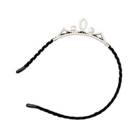 Hdy119Bk Black Velvet Headband With Stone Crown