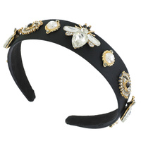 HONEY BEE AND PEARLS BAROQUE JEWELED VELVET HEADBAND