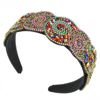 MULTICOLOR SEED BEAD BOHO STYLE BEADED VELVET HEADBAND