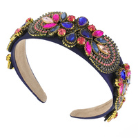 CRYSTAL RHINESTONE BAROQUE JEWELED VELVET HEADBAND