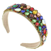 CRYSTAL EMBELLISHED MULTICOLOR RHINESTONE TRIM BAROQUE JEWELED  HEADBAND
