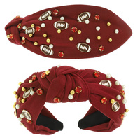 FOOTBALL THEME TOP KNOTTED HEADBAND