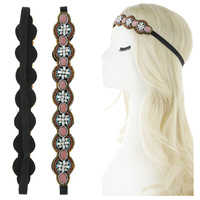 Color Beaded Stretch Headband Hdy4141Br
