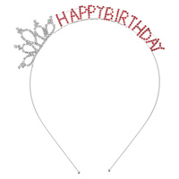 CRYSTAL RHINESTONE HAPPY BIRTHDAY WITH CROWN HEAD BAND