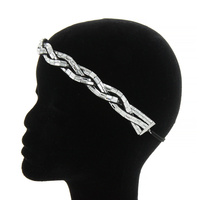 CLEAR PRETTY RECTANGLE BRAIDED HEADBAND W/ CRYSTALS
