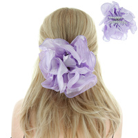 Scrunched Satin And Chiffon Striped Fabric Hair Jawclip Hg48Lv