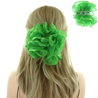 Scrunched Satin And Chiffon Striped Fabric Hair Jawclip Hg48Lm