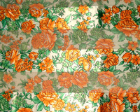 Satin And Chiffon Striped Scarf With Flowers And Leaves Pattern Print Hg7007