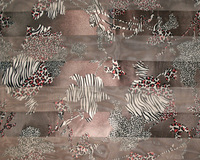 Satin And Chiffon Striped Scarf With Zebra And Cheetah Pattern Print Hg7010