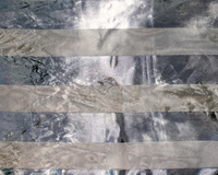 Satin And Chiffon Striped Scarf With Abstract Leaves Pattern Print Hg7035