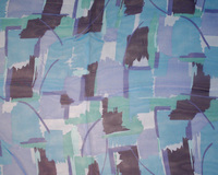 Chiffon Scarf With Abstract Squares Pattern Print Hg7343