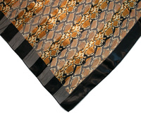 Satin And Chiffon Striped Scarf With Python Snake Pattern Print Amd Black Border Hg7602