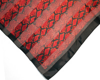 Satin And Chiffon Striped Scarf With Python Snake Pattern Print Amd Black Border Hg7603