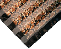 Satin And Chiffon Striped Scarf With Python Snake Pattern Print Amd Black Border Hg7607