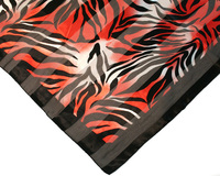 Satin And Chiffon Striped Scarf With Tiger Stripes Pattern Print Amd Black Border Hg7610