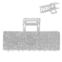 CRYSTAL PAVE RECTANGULAR METAL HAIR CLAW CLIP