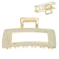 CRYSTAL PAVE OPEN RECTANGLE METAL HAIR CLAW CLIP