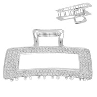 CRYSTAL PAVE OPEN RECTANGLE METAL HAIR CLAW CLIP