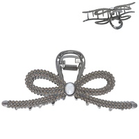 CRYSTAL RHINESTONE BOW METAL HAIR CLAW CLIP