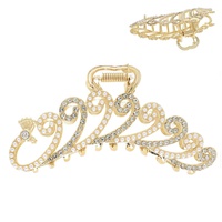 CRYSTAL RHINESTONE PEACOCK METAL HAIR CLAW CLIP