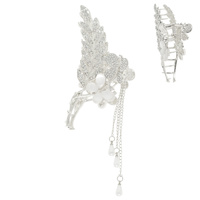 METALLIC RHINESTONE PAVE FLORAL HAIR CLAW CLIP