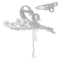 METALLIC RHINESTONE PAVE FLORAL HAIR CLAW CLIP
