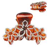 RHINESTONE PAVE FLOWER TRIO HAIR CLAW CLIP