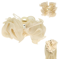 CRYSTAL RUFFLED SHEER MESH HAIR CLAW CLIP