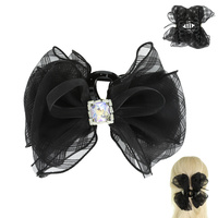 GEMSTONE ACCENTED MESH BOW CLAW HAIR CLIP