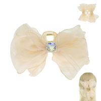GEMSTONE ACCENTED MESH BOW CLAW HAIR CLIP