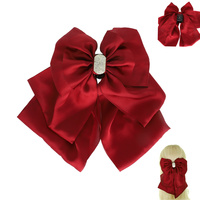 SATIN RHINESTONE ACCENTED BOW CLAW HAIR CLIP