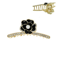DECORATIVE RHINESTONE PEARL FLOWER HAIR CLAW CLIP