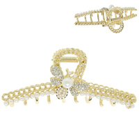 PEARL RHINESTONE PAVE HONEY BEE HAIR CLAW CLIP