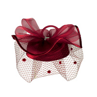 SATIN BRAID PILL BOX HAT W/ MESH BOW & NETTING