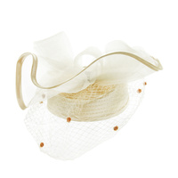 SATIN BRAID PILL BOX HAT W/ MESH BOW & NETTING