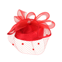SATIN BRAID PILL BOX HAT W/ MESH BOW & NETTING